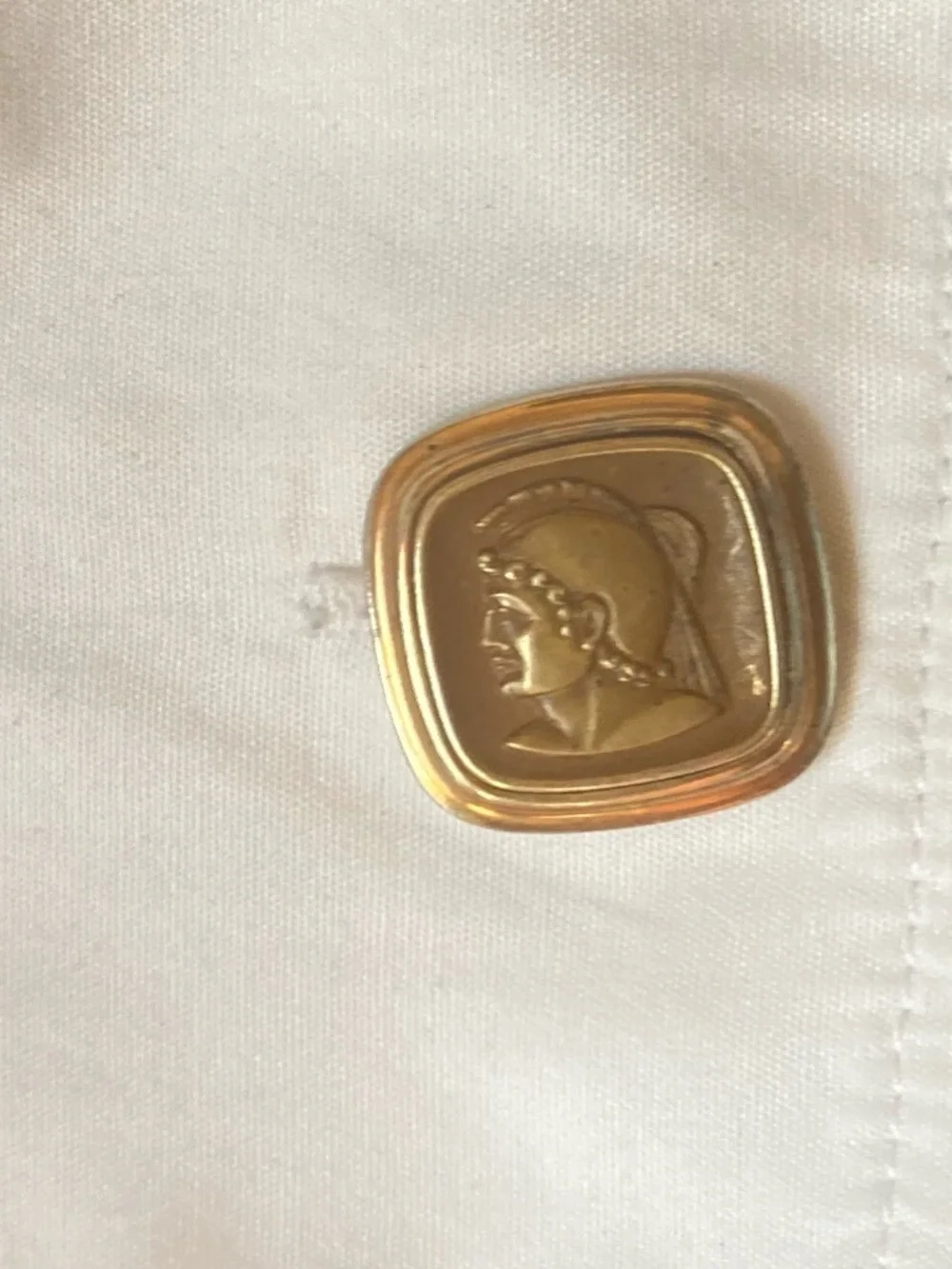 Krementz Roman Warrior Athena Cufflinks Vintage Art Deco Gold Tone Square